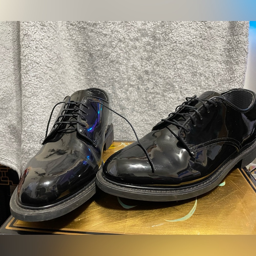 High Gloss Black Dress Shoes with Vibram soles